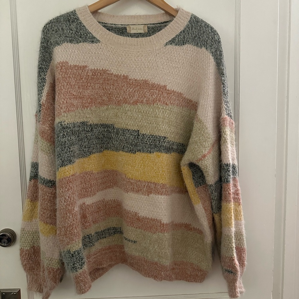 Altar'd State oversized Pastel Striped Sweater